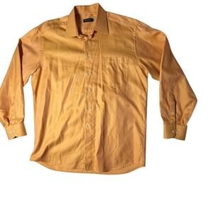 St. Croix Button Down Shirt Men's Large Orange 100% Cotton Made in Italy